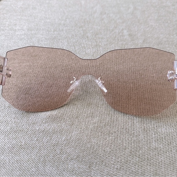 FREE PEOPLE Sidetracked Rimless Sunglasses Retro 70’s Summer Beach Neutral RARE - Picture 6 of 11